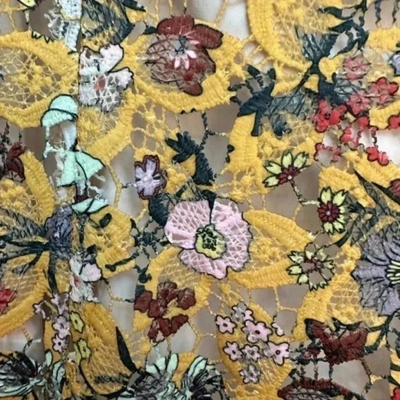 ALEX MARIE Anna Flounce Lace Off The Shoulder Yellow Floral Dress Size 4 Small - Picture 11 of 13